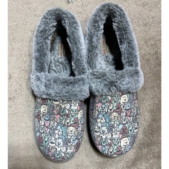 Bobs Skechers Too Cozy Snuggle Rovers Dogs Gray Womens Memory Foam Slippers 10 - Picture 1 of 6